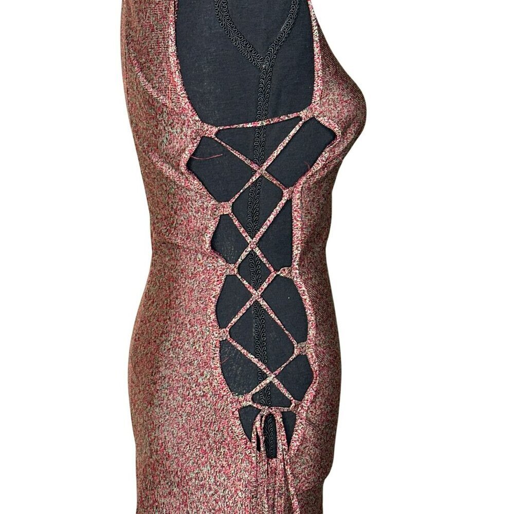 Mod Chic Women's Large High Neck Stretch Sexy Lace-Up Sleeveless Dress NWT - Picture 3 of 11